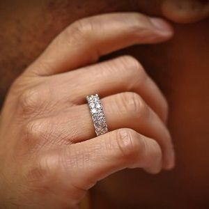 925 Sterling Silver CZ DOUBLE LINE ETERNITY BAND